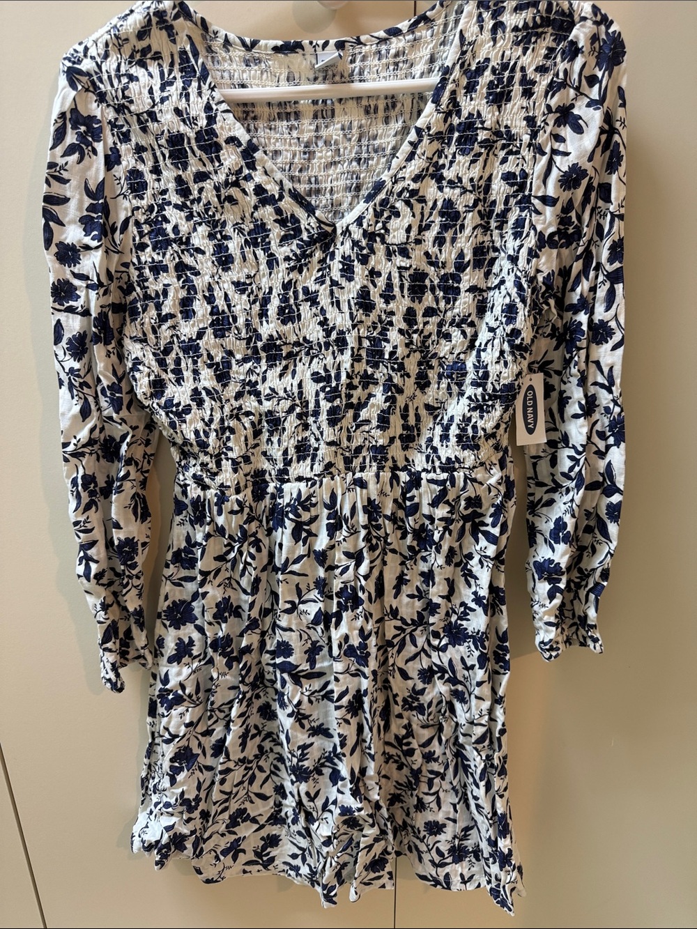 Old Navy Smocked Long-Sleeve Mini Dress - Small - NWT New!